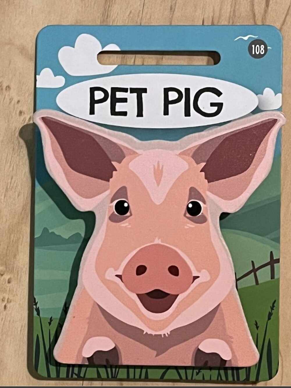 Pet & Critter PET PIG Wooden Bag Clip, Fridge Magnet NWT